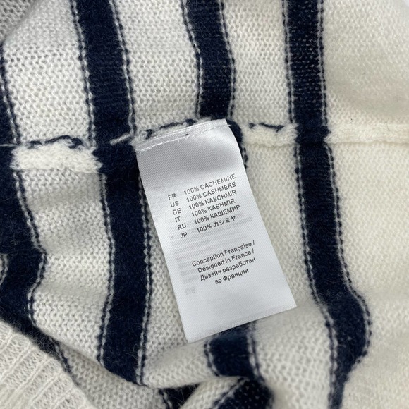Estheme Cachemire Cashmere Faux Pearl Embellished Sweater Striped Size S - Picture 2 of 8